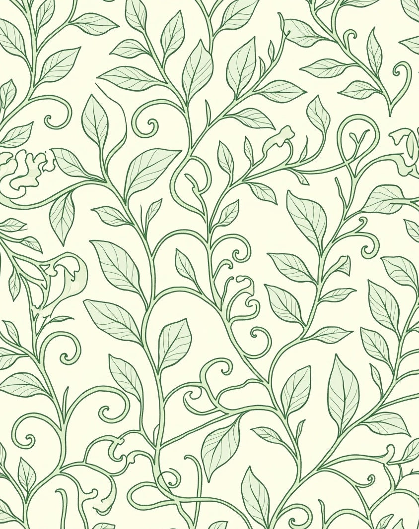 Green Leafy Vine Pattern Rug