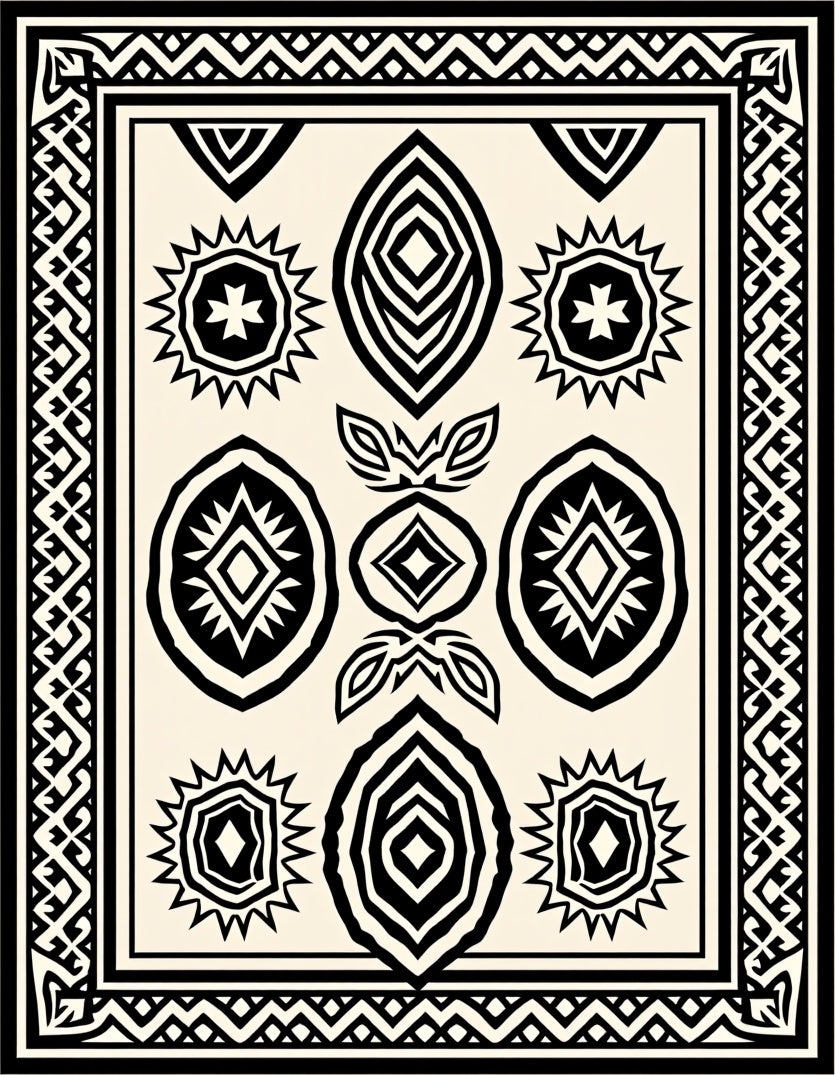 Bold Geometric Sunburst Eye Pattern Rug