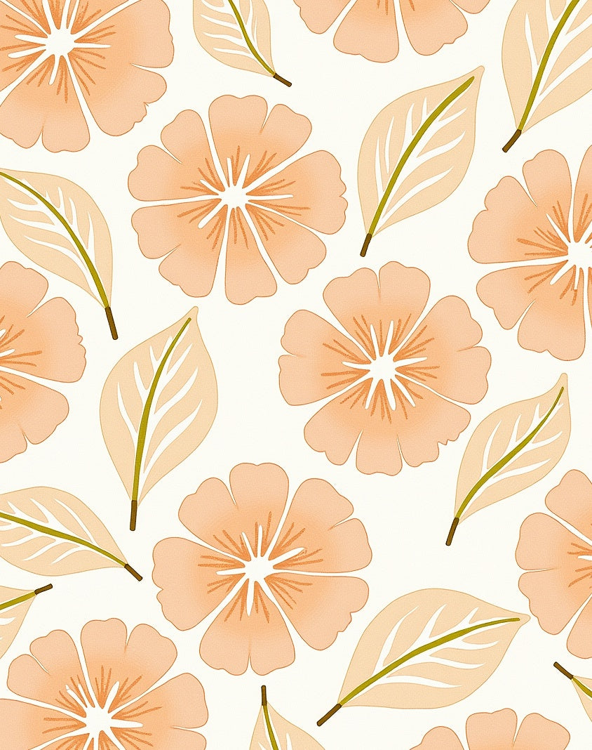 Blooming Peach Floral Pattern Rug