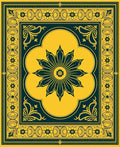 Intricate Floral Medallion Yellow Teal Rug