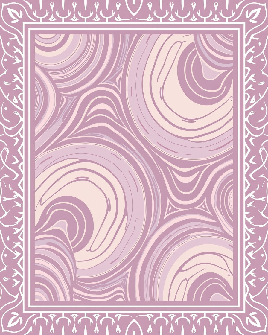Pastel Swirl Marble Bordered Rug