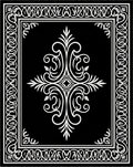 Elegant Black White Filigree Scroll Pattern Rug