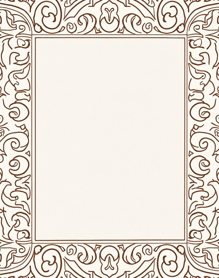 Elegant Scrollwork Ornamental Border Design Rug