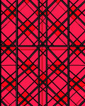 Bold Red Black Geometric Lattice Rug