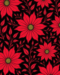 Bold Red Floral Vine Pattern Rug