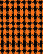 Bold Orange Black Houndstooth Pattern Rug
