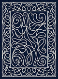 Elegant White Swirls on Navy Field Rug