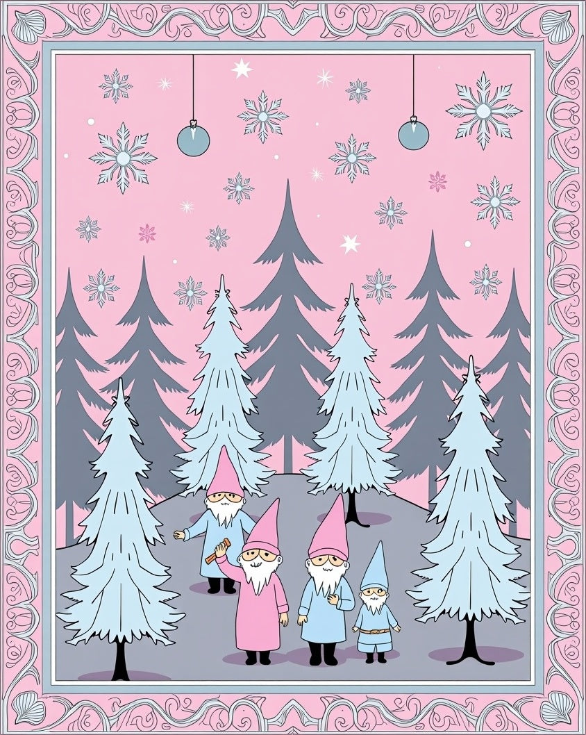 Whimsical Gnomes Forest Pattern Rug