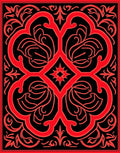 Bold Red Floral Symmetry Design Rug