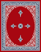 Classic Red White Blue Floral Medallion Rug