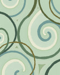 Abstract Swirls On Aqua Ground Rug