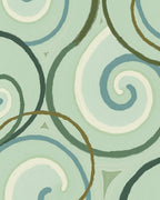 Abstract Swirls On Aqua Ground Rug