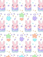Cute Pink Bunny Star Pattern Rug