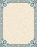 Classic Light Blue Swirl Pattern Frame Rug