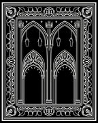 Gothic Archway Ornate Line Art Rug
