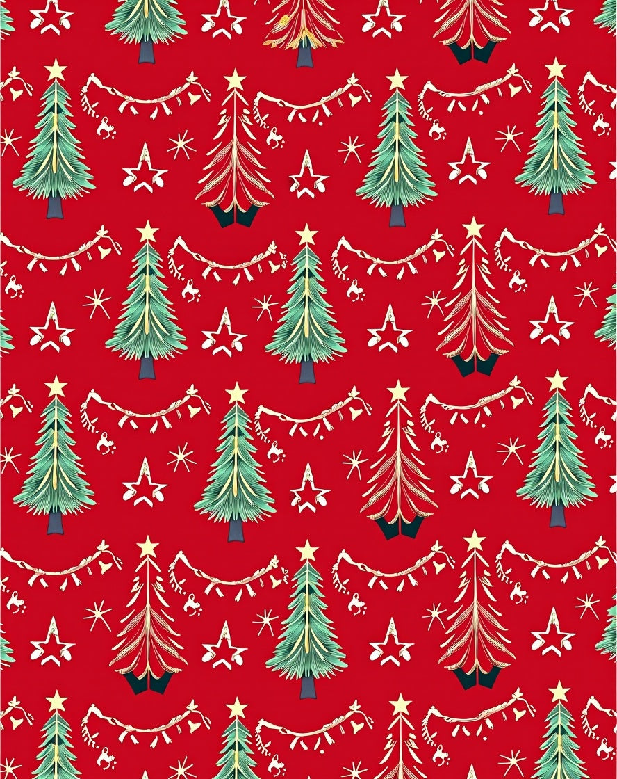 Festive Christmas Tree Star Pattern Rug