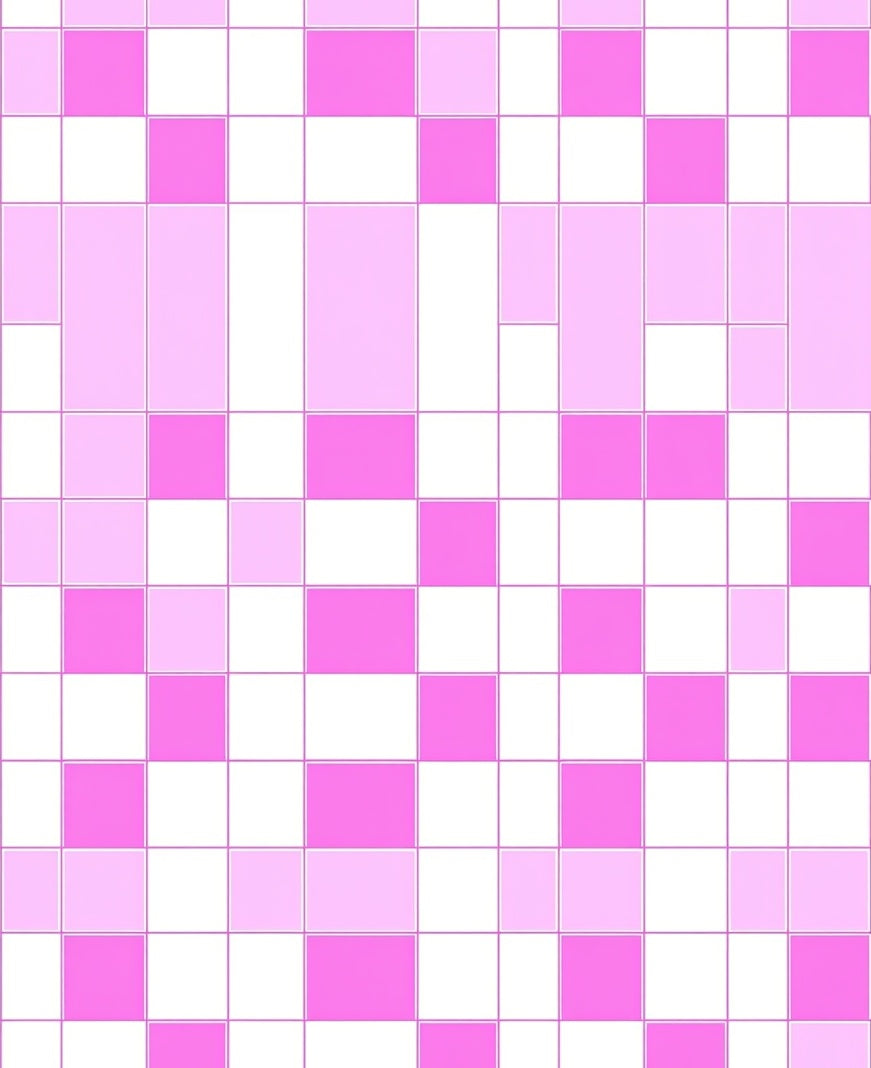 Playful Pink White Grid Pattern Rug