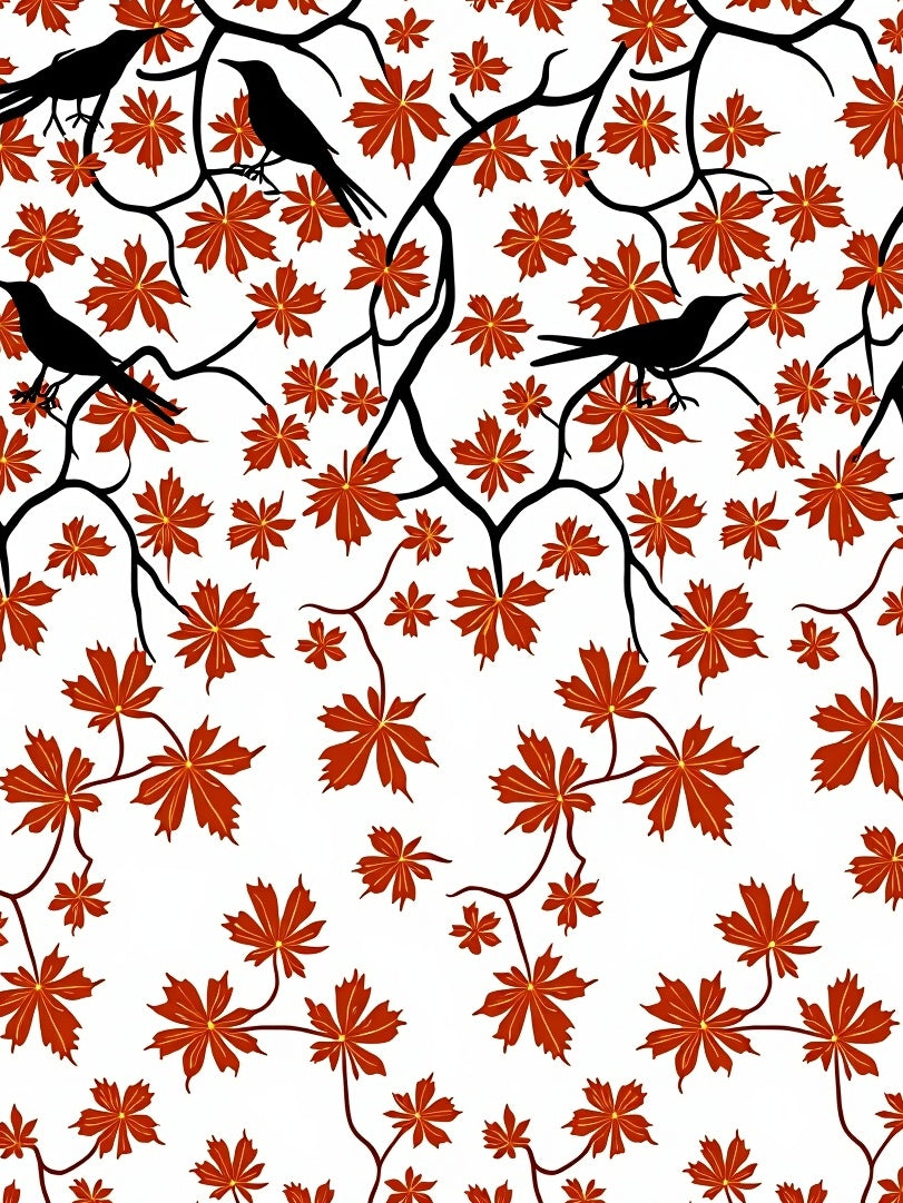 Autumnal Birds Maple Pattern Rug