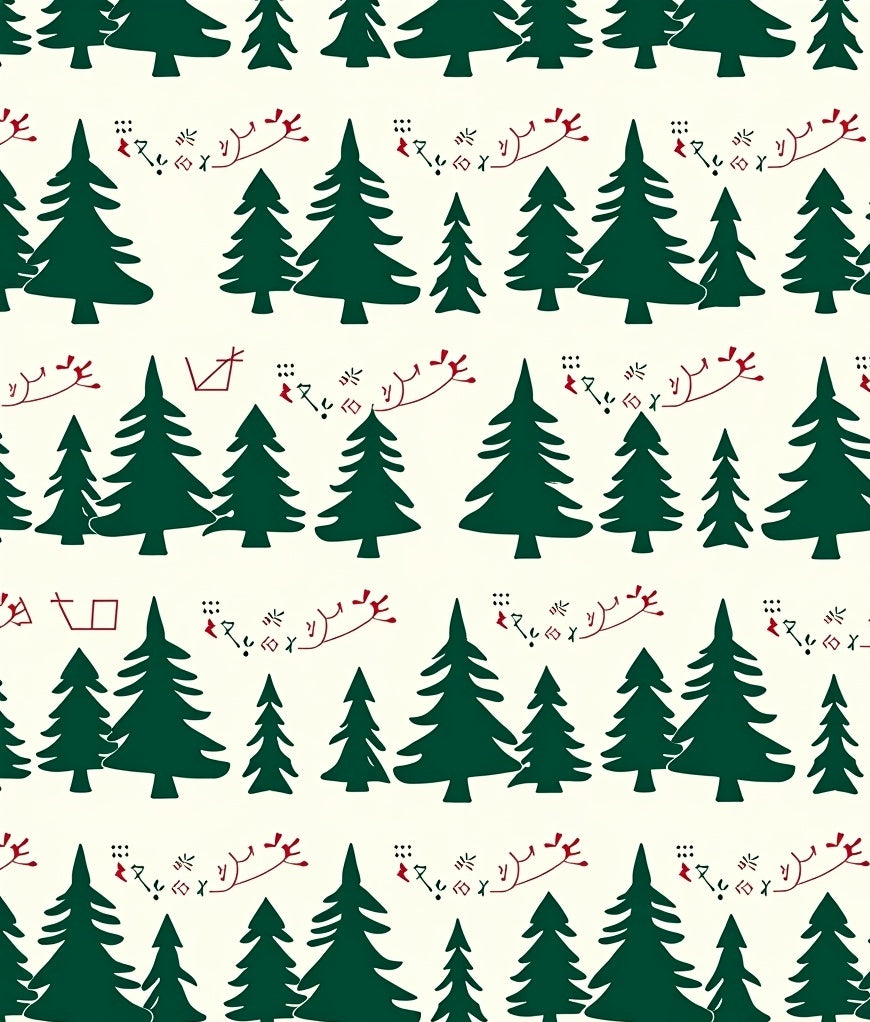 Forest Green Pine Tree Pattern Rug