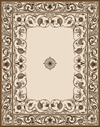 Ornate Floral Scroll Border Design Rug