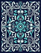 Vintage Aqua Teal White Swirl Rug