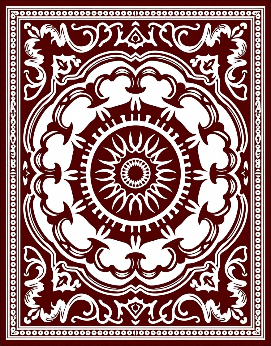 Dark Red Floral Medallion Pattern Rug