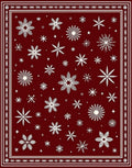 Winter Snowflake Patterned Red Rug