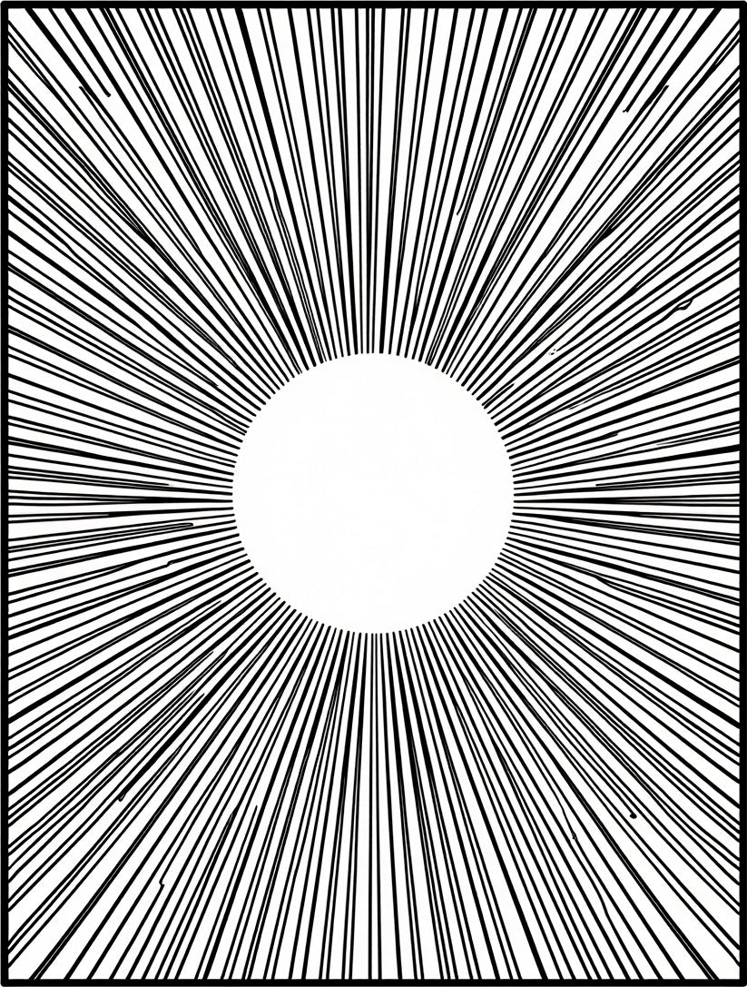 Radial Sunburst Line Art Design Rug