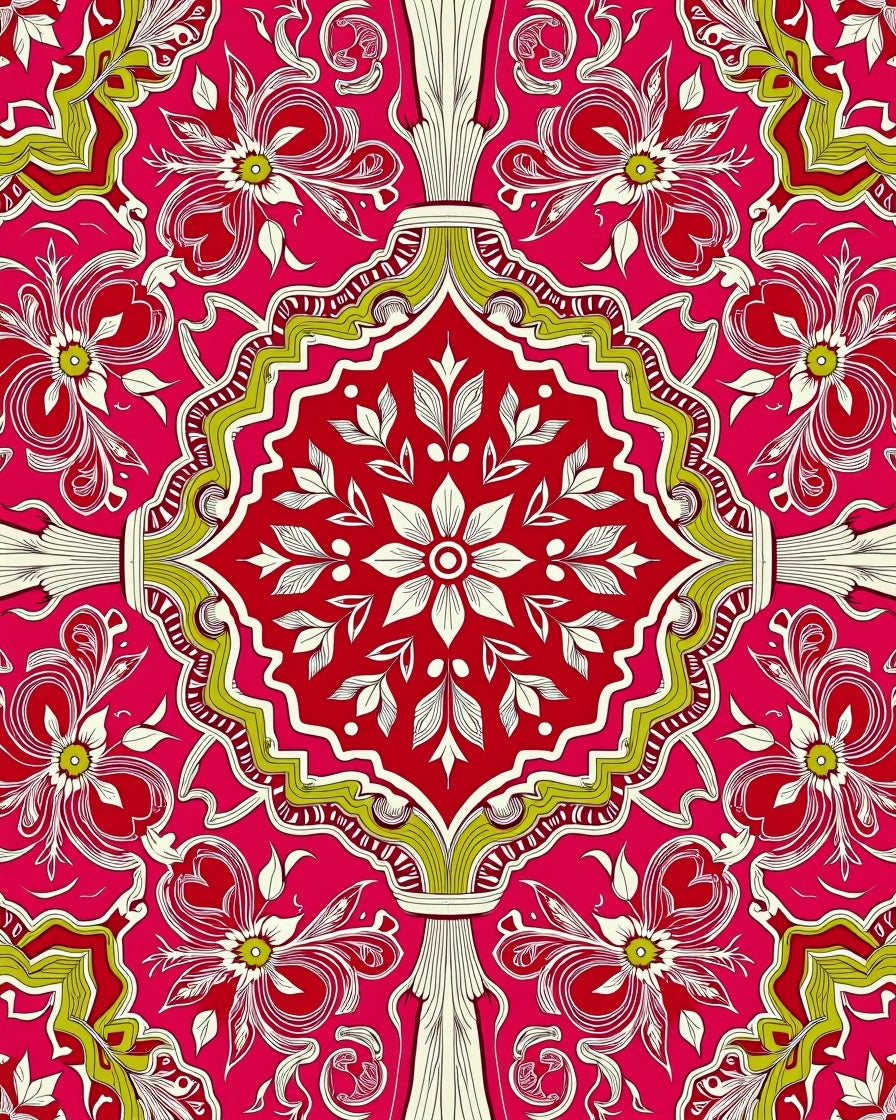 Elaborate Floral Vibrant Medallion Design Rug