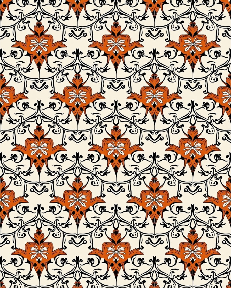 Floral Damask Patterned Cream Rug