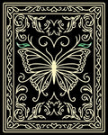 Elegant Outline Butterfly Floral Design Rug