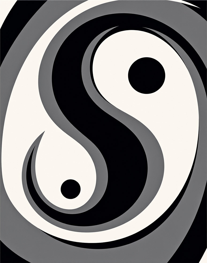 YinYang Abstract Swirl Pattern Rug