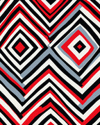 Bold Geometric Red Black White Rug