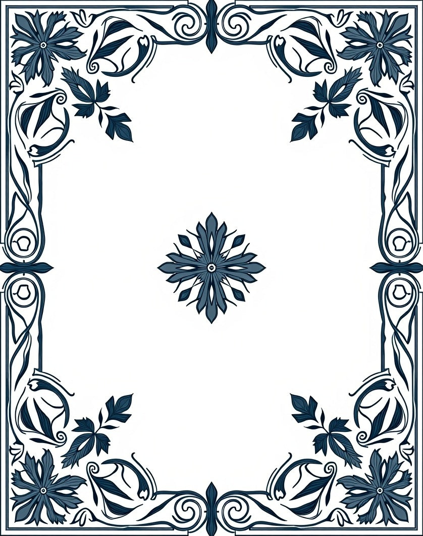 Art Nouveau Floral Border Design Rug
