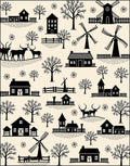 Rustic Village Deer Silhouette Pattern Rug