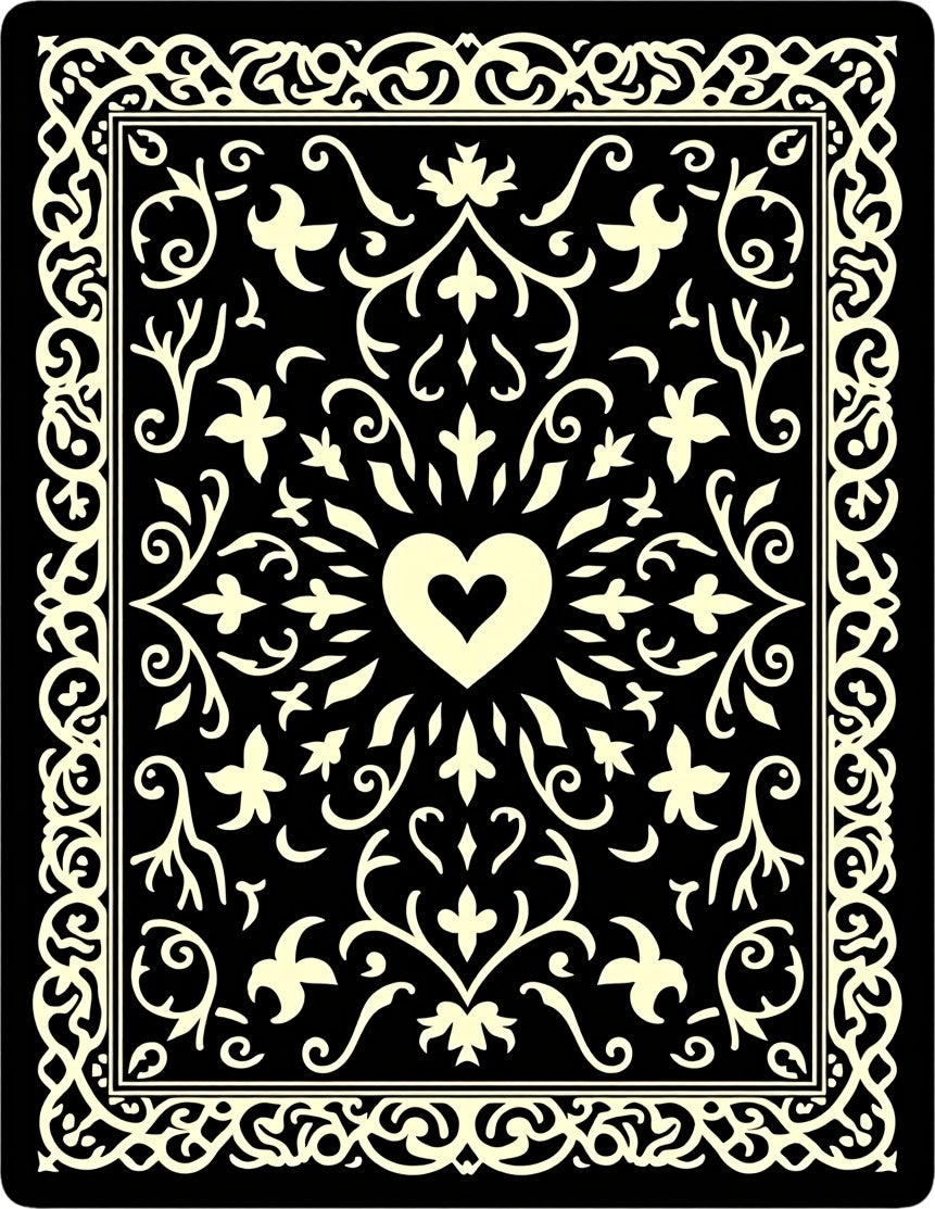 Elegant Black Ivory Heart Border Rug