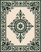 Ornate Dark Green Classic Patterned Rug