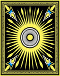 Radiant Sun With Geometric Border Design Rug