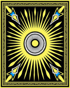 Radiant Sun With Geometric Border Design Rug