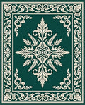 Ornate Teal Floral Design Rug