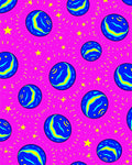 Vibrant Blue Planet Stars Pink Background Rug