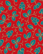 Vibrant Red Teal Floral Vine Pattern Rug