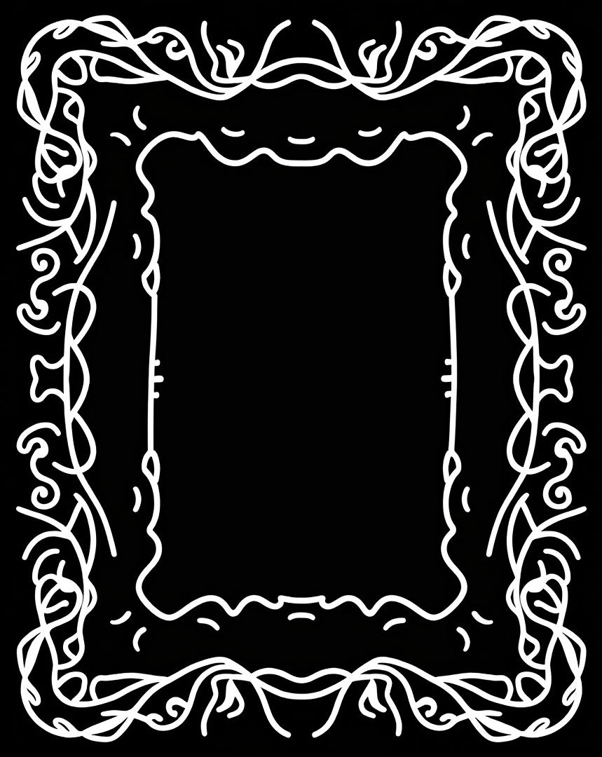 Ornate Vine Scroll Border Design Rug