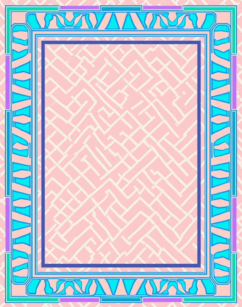 Abstract Maze Pattern with Geometric Border Rug