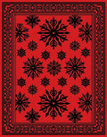 Red Snowflake Pattern Accent Rug