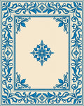 Classic Blue Floral Border Design Rug