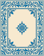 Classic Blue Floral Border Design Rug