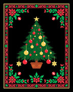 Festive Tree Floral Border Design Rug