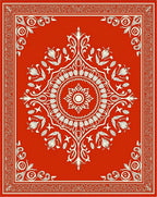 Intricate Floral Mandala Red Pattern Rug