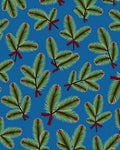 Festive Green Pine Sprigs Red Bows Rug